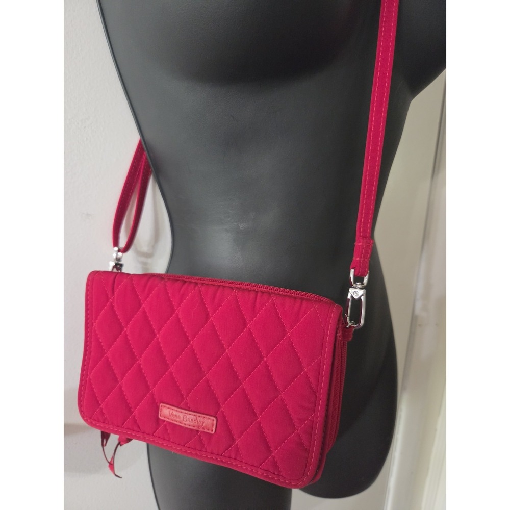 Vera Bradley Red Quilted Zip Around Crossbody Purse Small